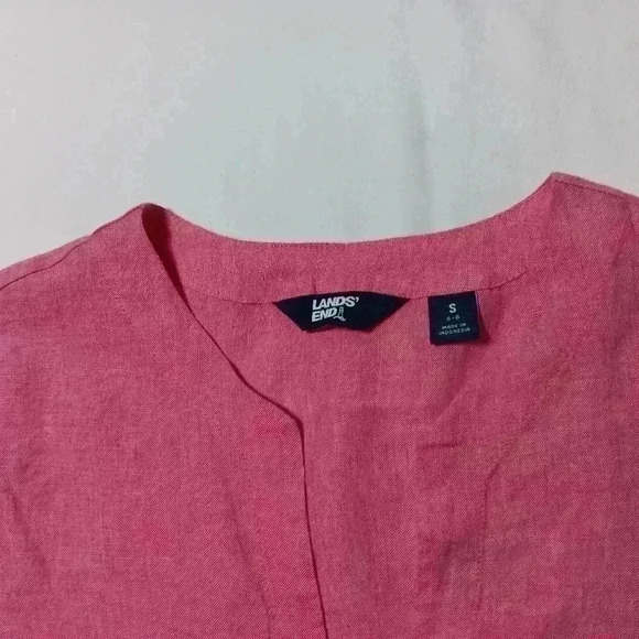 Lands End 💯 Linen 3/4 length  sleeve v neck pull over top. Ladies Size S - Picture 7 of 8